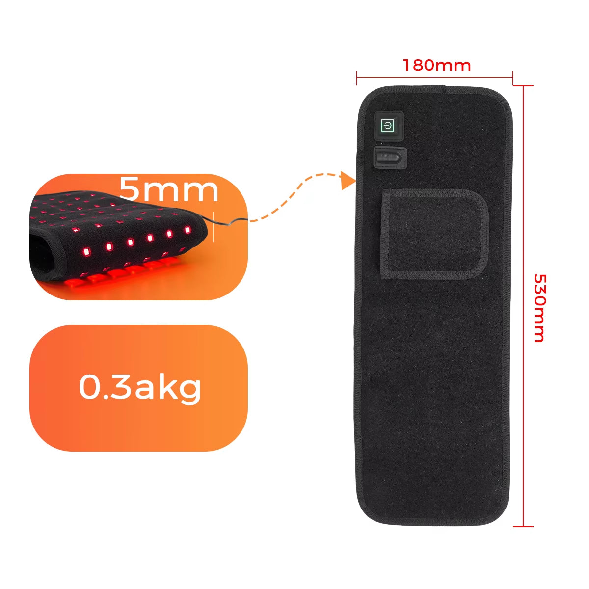 OEM ODM Home Use Pain-Relief 660Nm 850Nm Red Light Therapy Belt Physical Equipment 60W Infrared Light Waist Wrap Belt