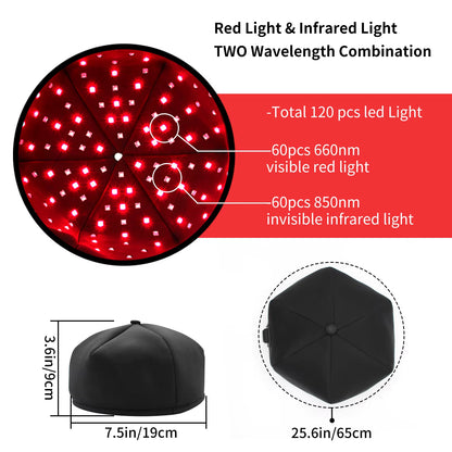 AZURE Adjustable Helmet 660Nm 830Nm Pulsed LED Red Light Therapy Cap Three-Level Brightness Home Use