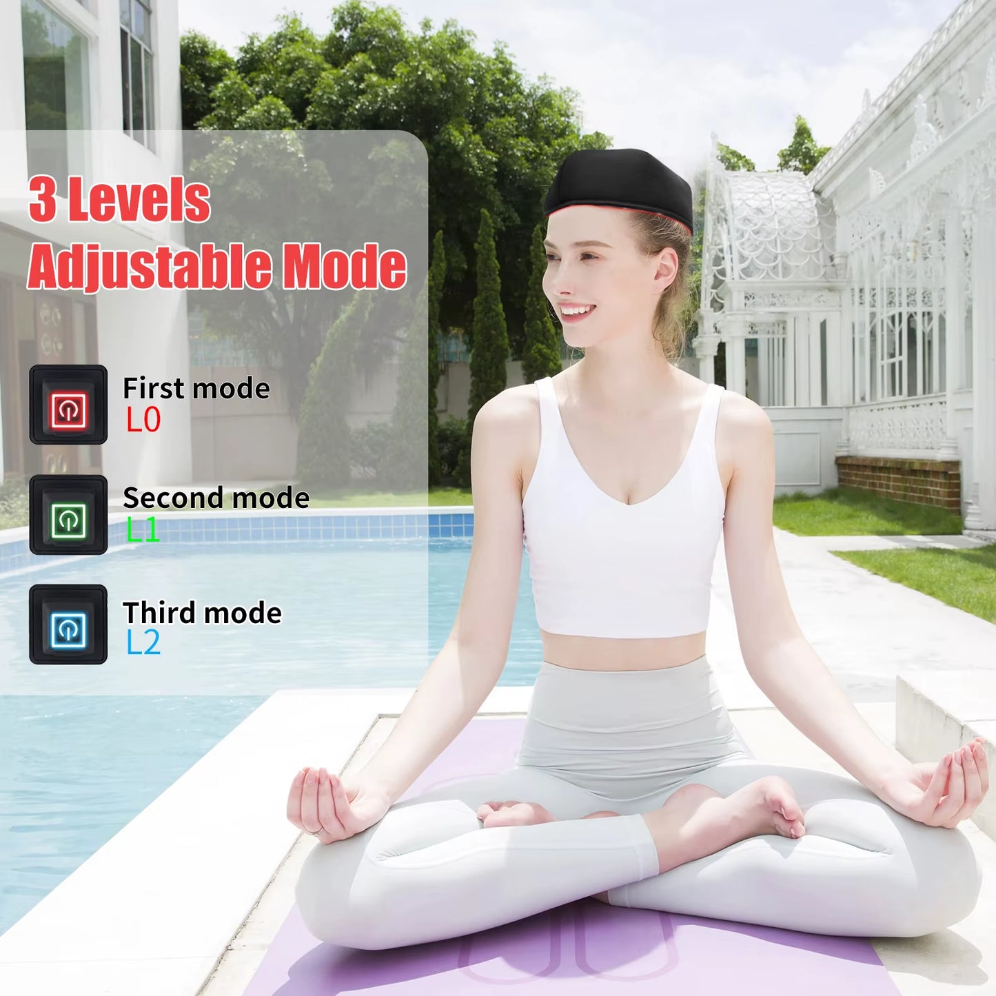 AZURE Adjustable Helmet 660Nm 830Nm Pulsed LED Red Light Therapy Cap Three-Level Brightness Home Use