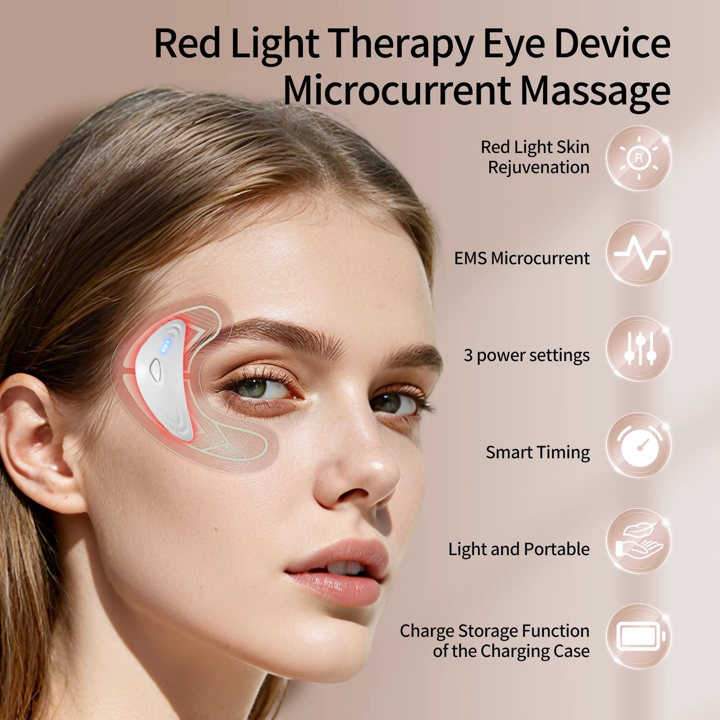 Portable under Eye Patches with Red Light Therapy & Microcurrent Eye Patch for Dark Circles & Anti-Aging