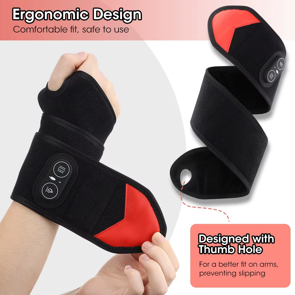 USA Free Shipping Cordless Hand Massager Hot Compress Vibration Neck Ankle Knee Elbow Wrist Wrap Heated Massage Belt