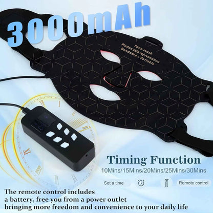 Sunsred Red Light Therapy Mask 4 Modes Wireless LED 3000Mah Rechargeable Timer Controlled 850Nm/660Nm Infrared LED Facial