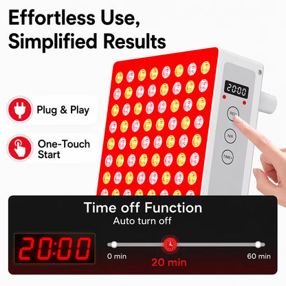 PAKISS 60-LED Red Light Therapy Panel NIR Infrared Photon Device Remote Control Timer Adjustable Stand for Salon Home Face Care