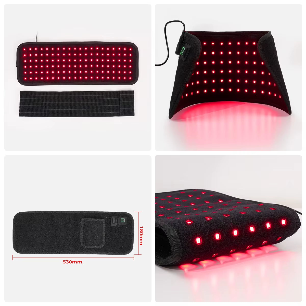 OEM ODM Home Use Pain-Relief 660Nm 850Nm Red Light Therapy Belt Physical Equipment 60W Infrared Light Waist Wrap Belt