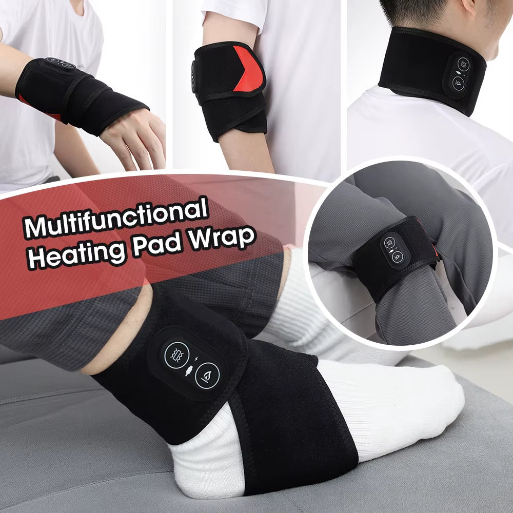 USA Free Shipping Cordless Hand Massager Hot Compress Vibration Neck Ankle Knee Elbow Wrist Wrap Heated Massage Belt