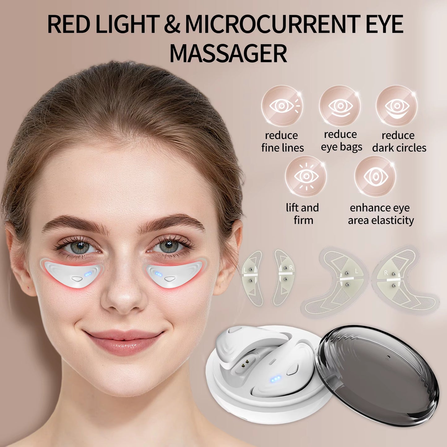 Portable under Eye Patches with Red Light Therapy & Microcurrent Eye Patch for Dark Circles & Anti-Aging