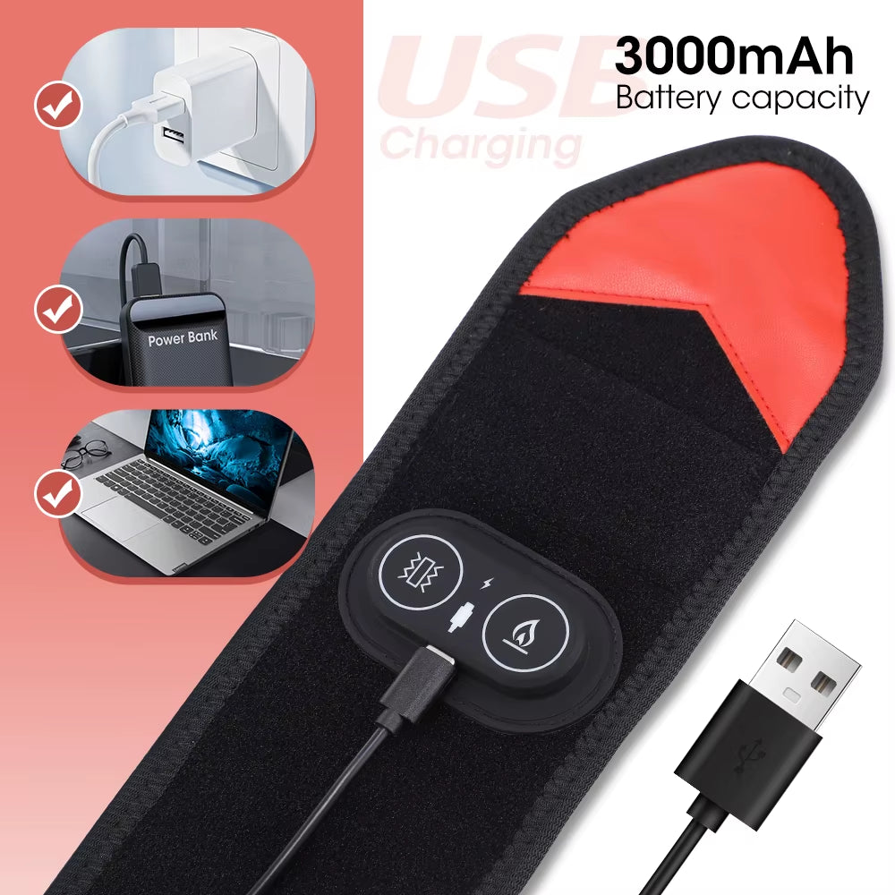 USA Free Shipping Cordless Hand Massager Hot Compress Vibration Neck Ankle Knee Elbow Wrist Wrap Heated Massage Belt