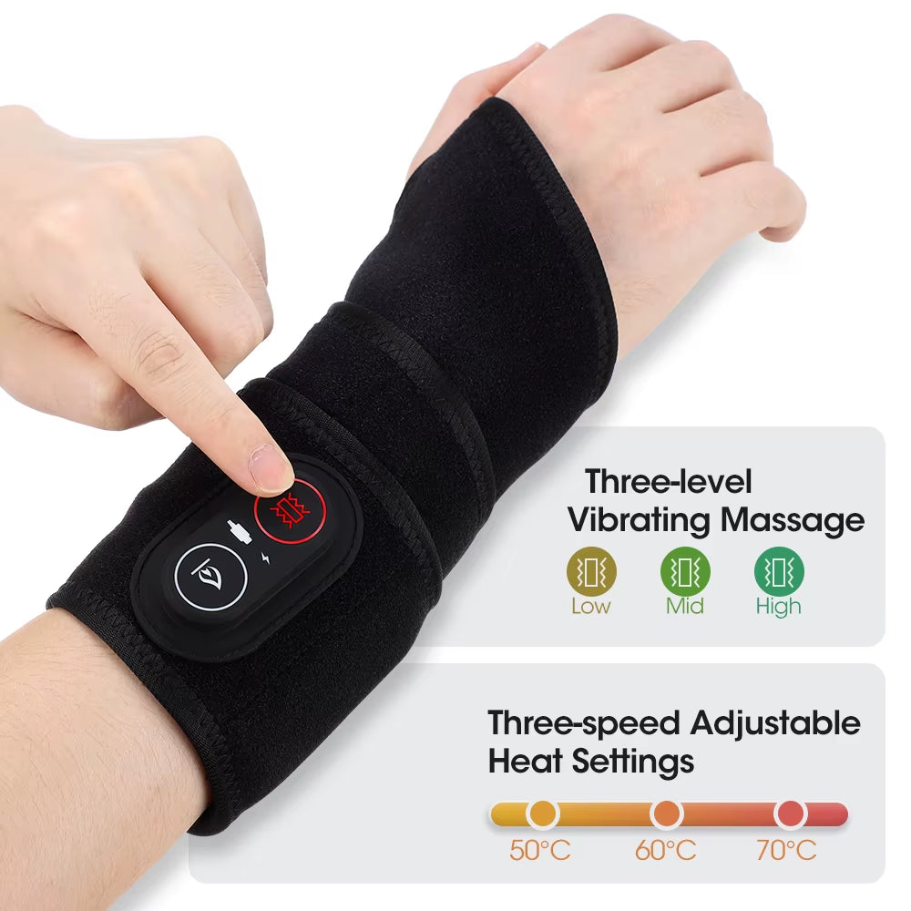 USA Free Shipping Cordless Hand Massager Hot Compress Vibration Neck Ankle Knee Elbow Wrist Wrap Heated Massage Belt