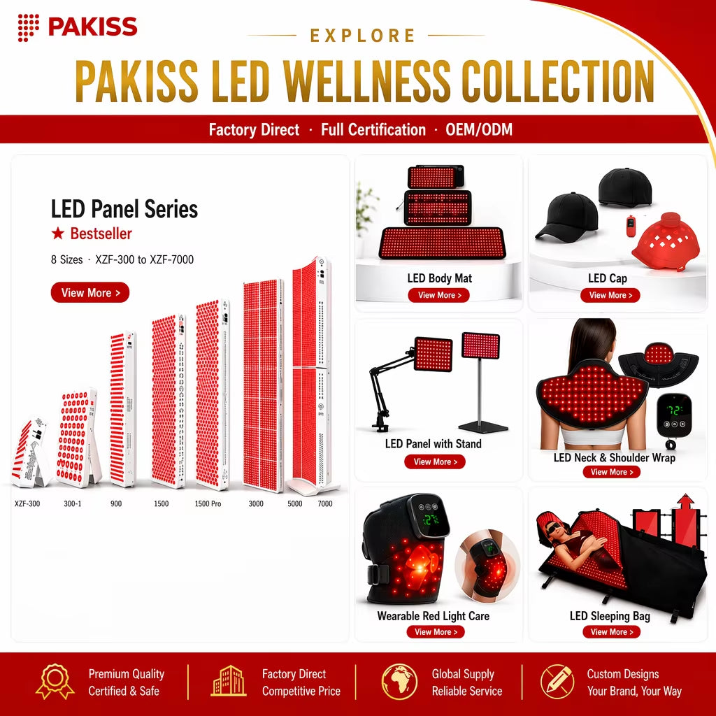 PAKISS 60-LED Red Light Therapy Panel NIR Infrared Photon Device Remote Control Timer Adjustable Stand for Salon Home Face Care