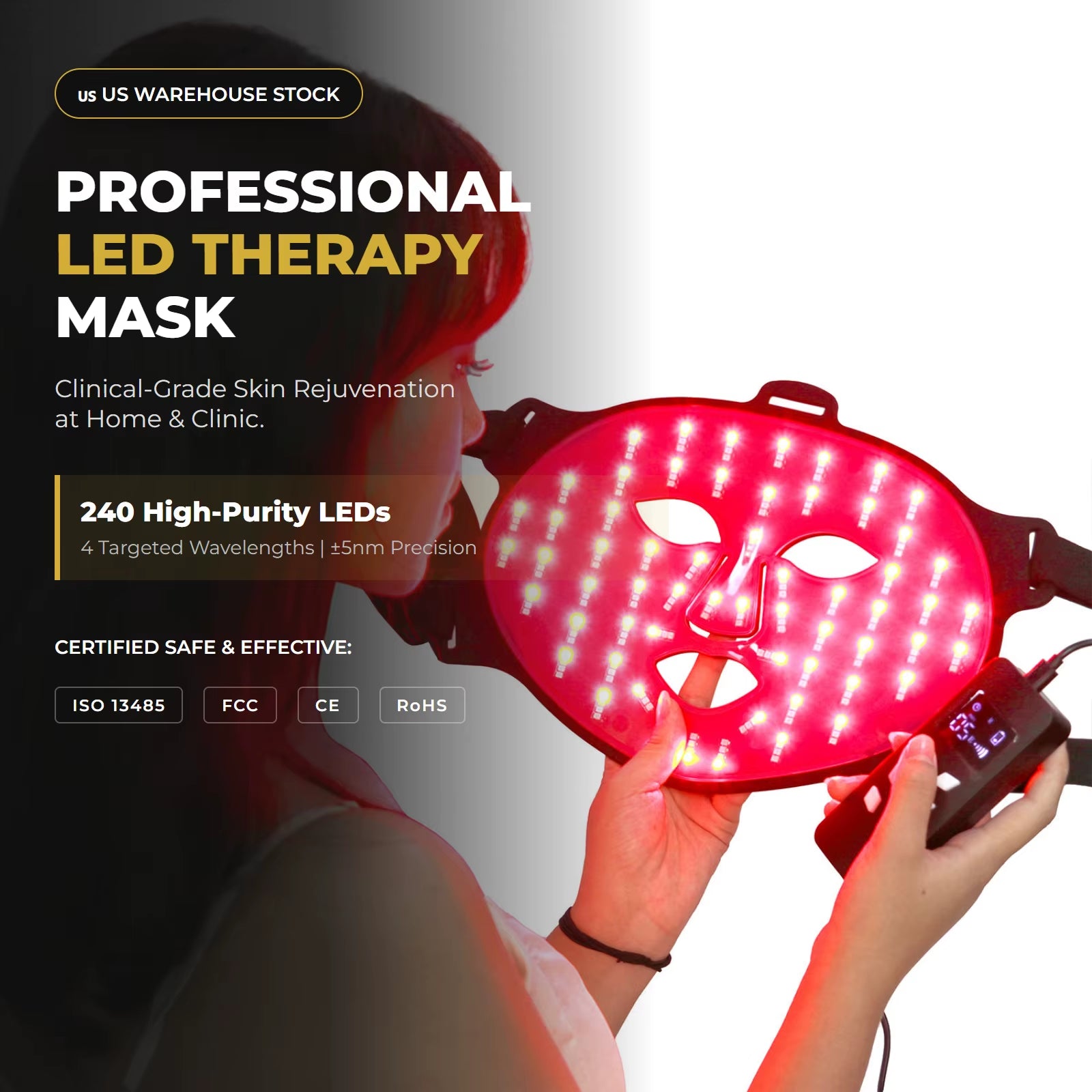 Ready to Ship US Stock Sunsred 510K 4 Color LED Red Light Therapy Mask near Infrared